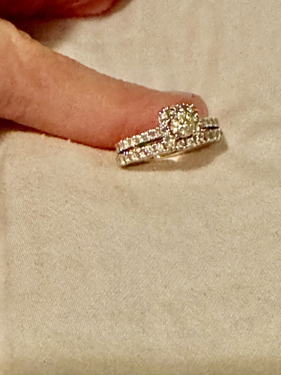 Kay Jewelers Jewelry - Kay Jewelers Silver-Tone Halo Engagement Ring Set with White Stones